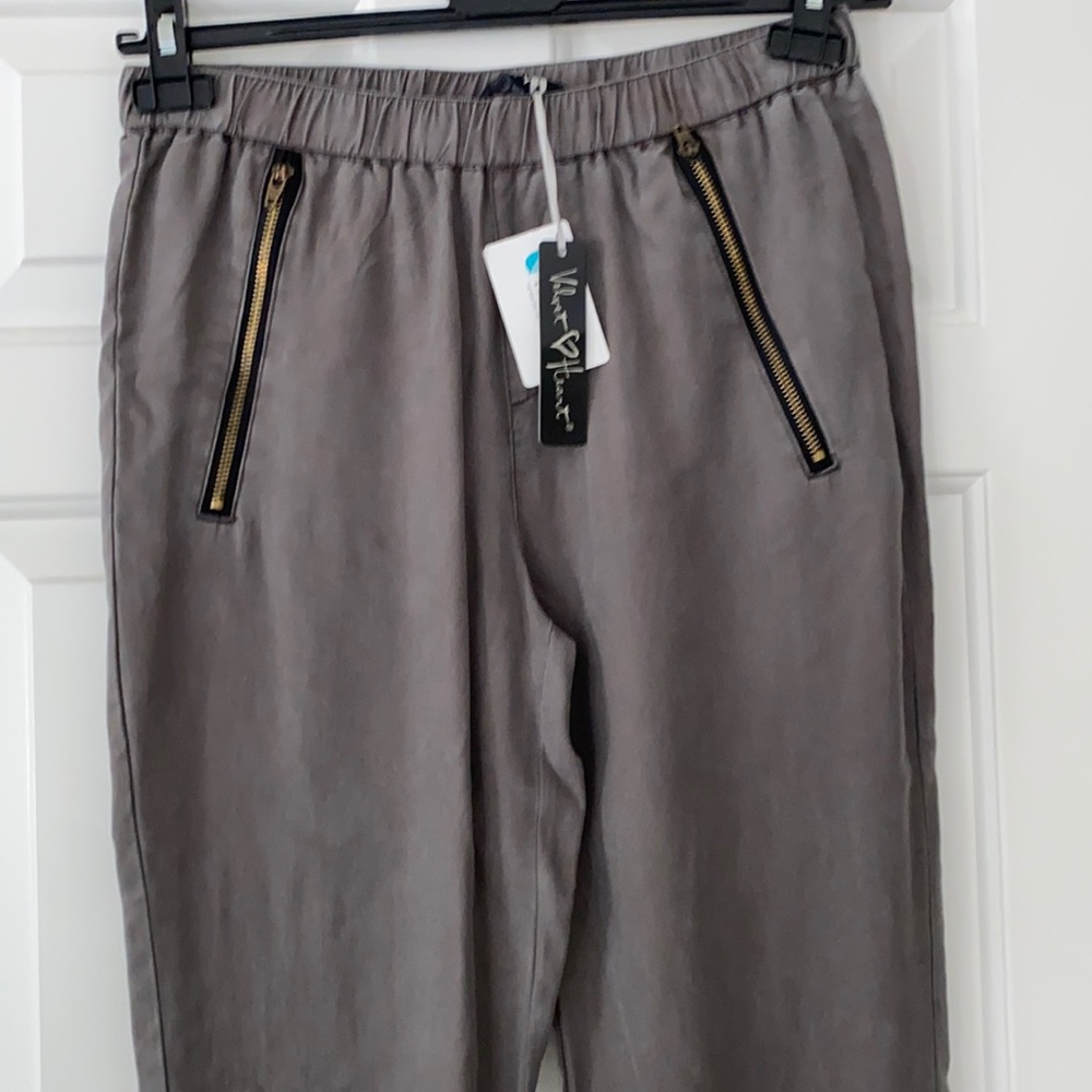 Pair of casual gray side zip comfortable pants